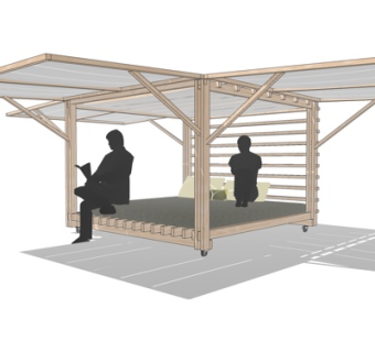现代实木凉亭su模型