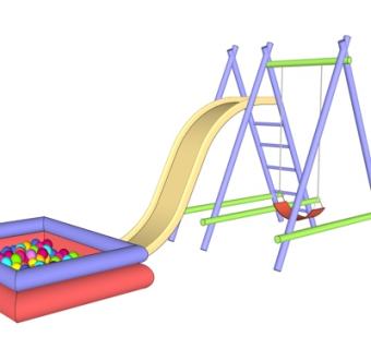 现代儿童滑梯su模型