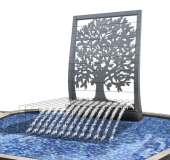 现代喷泉小品su模型