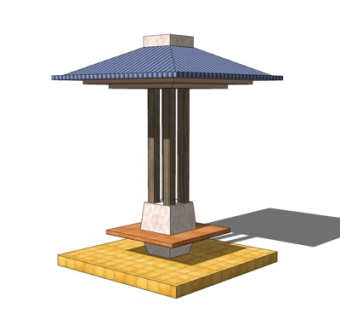 新中式户外公用椅su模型