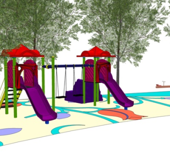 现代儿童游乐设备su模型