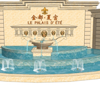 欧式水池景观墙小品su模型