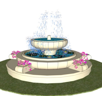 欧式喷泉小品su模型