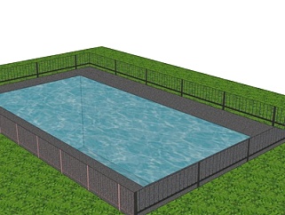 现代游泳池su模型