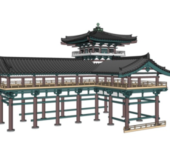 中式古建长廊su模型