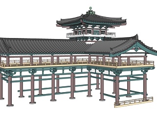 中式古建长廊su模型