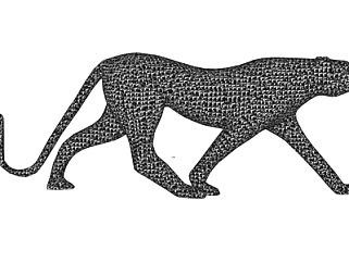 现代豹子雕塑摆件su模型
