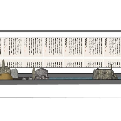 新中式文字景观墙su模型