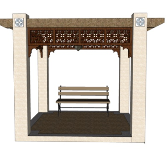 现代廊架凉亭su模型
