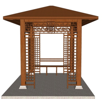现代实木凉亭su模型
