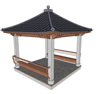 中式凉亭su模型