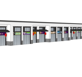 现代沿街商业建筑su模型