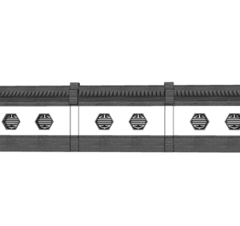 新中式围墙su模型