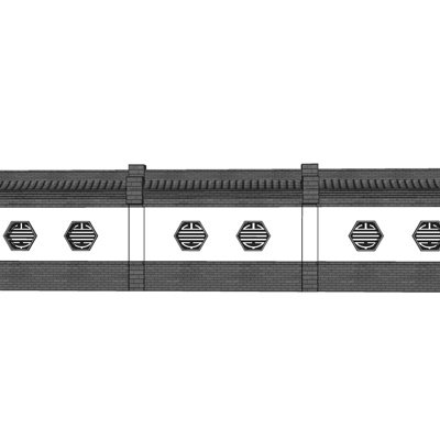 新中式围墙su模型