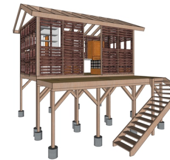 现代小木屋su模型