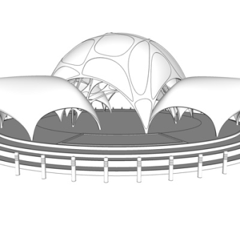 现代金属凉亭su模型