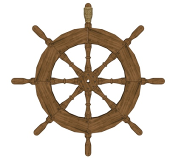 现代实木船舵挂件su模型