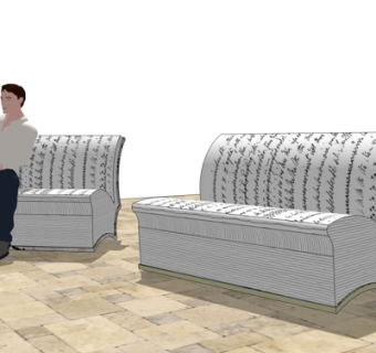 欧式书籍公用椅su模型