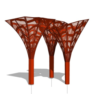 现代金属建筑su模型