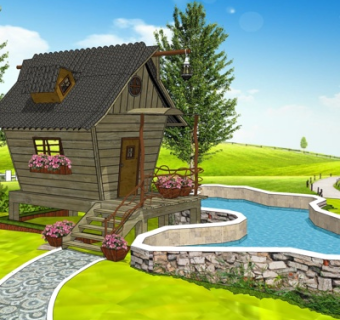 欧式小木屋su模型