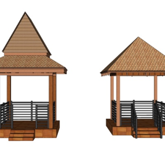 东南亚凉亭su模型
