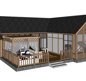 现代别墅外观su模型