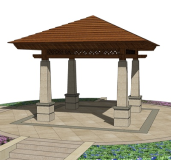 东南亚凉亭su模型