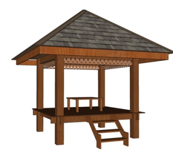 东南亚凉亭su模型