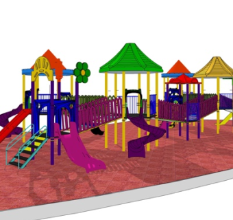 现代儿童游乐设施su模型