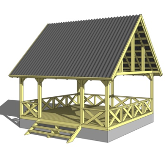 新中式凉亭su模型