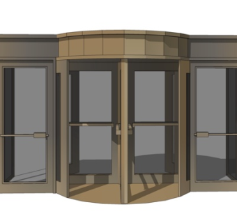 现代玻璃旋转门su模型