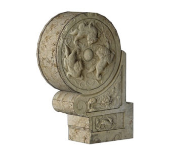 中式抱鼓石雕塑su模型