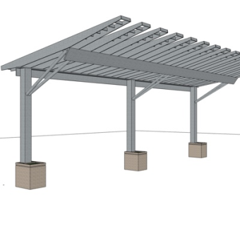 现代廊架su模型