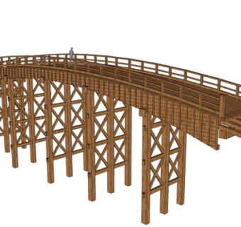 现代实木拱桥su模型