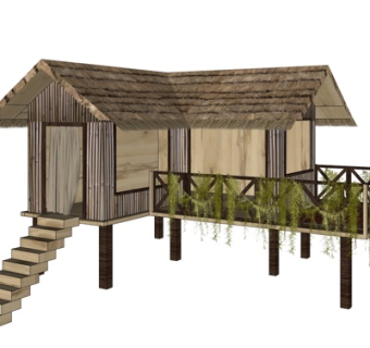 自然风小木屋su模型