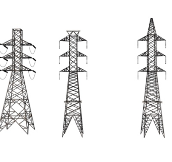 现代高压电线塔su模型
