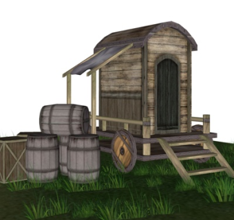 现代实木小木屋su模型