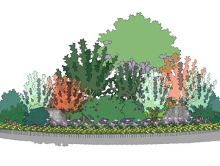 现代公园花坛su模型