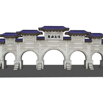 新中式牌坊门头su模型