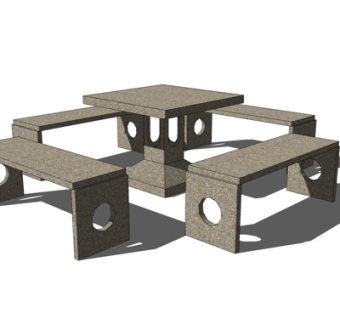 新中式休闲桌椅su模型