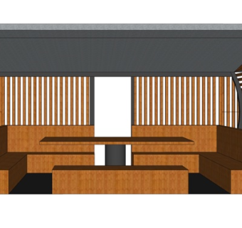 现代实木卡位餐桌椅su模型