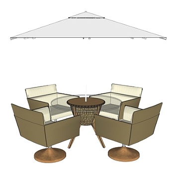 现代户外休闲桌椅su模型