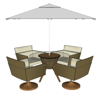 现代户外休闲桌椅su模型