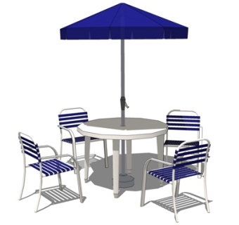 现代户外休闲桌椅su模型
