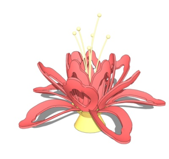 现代花朵雕塑摆件su模型