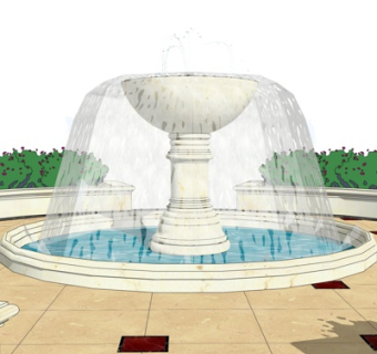 欧式喷泉小品su模型