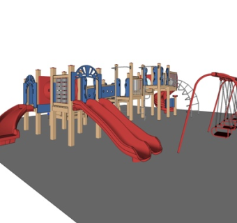现代儿童游乐设施su模型