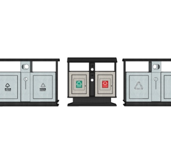 现代金属垃圾桶su模型