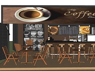 现代咖啡店su模型