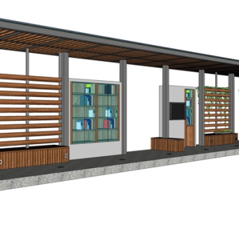 现代实木公用椅su模型